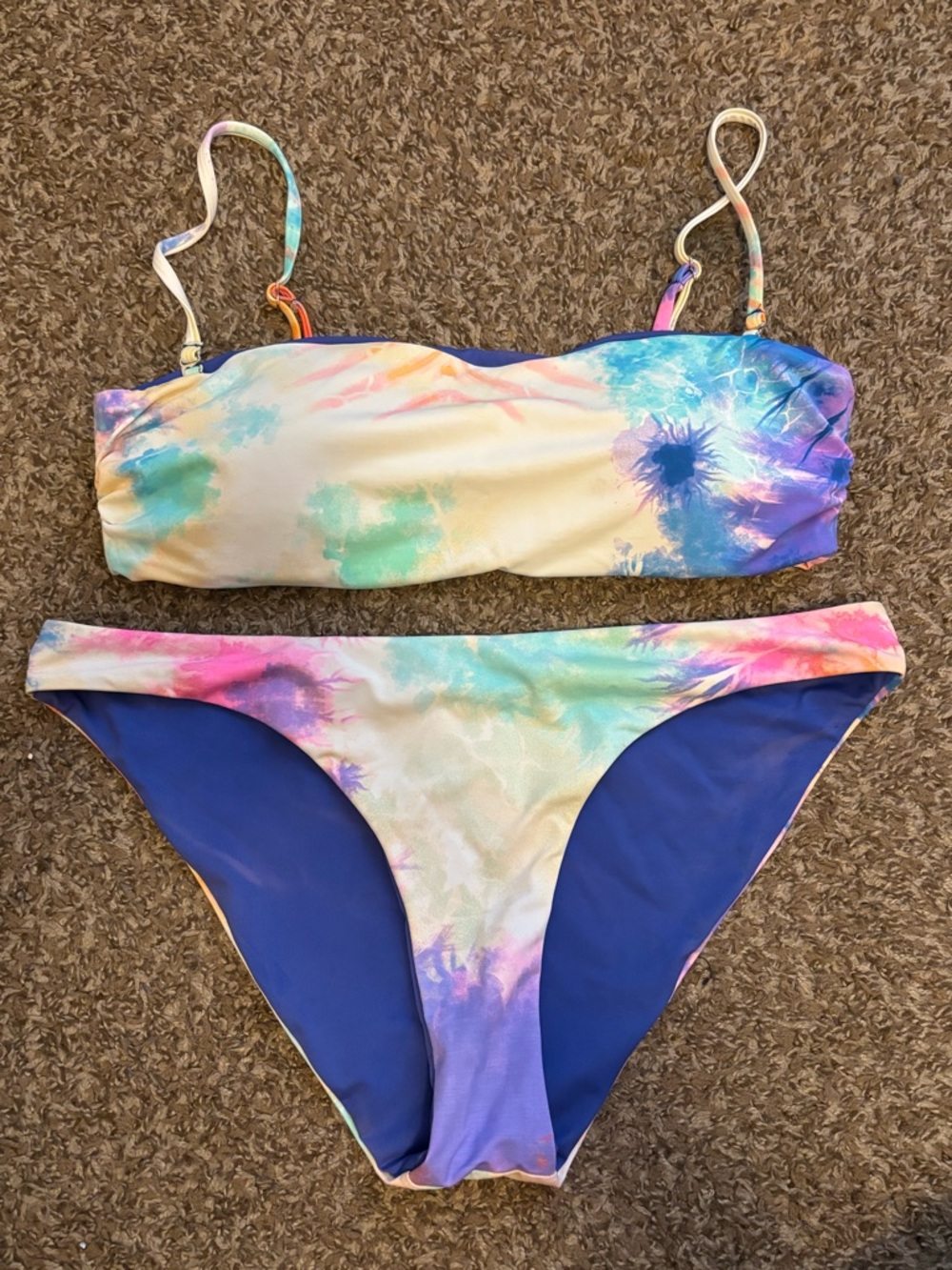 Tinibikini Reversible Rainbow Tie-Dye Bandeau Bikini Large